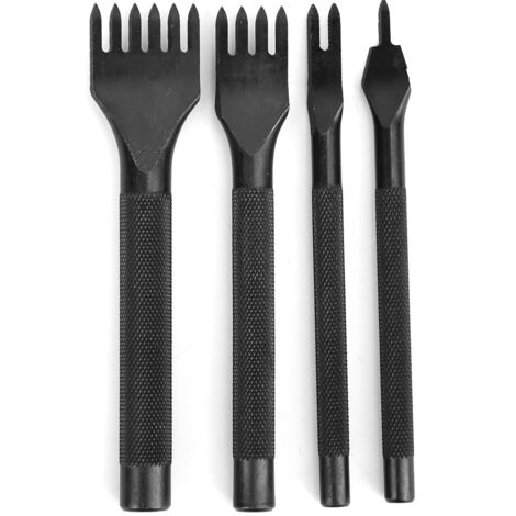 Kit de 4 alênes à 4mm pour travail du cuir, outils de maroquinerie DIY avec revêtement noir