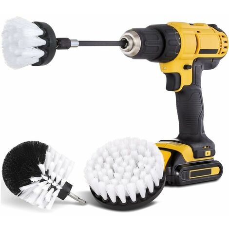 Kit de 4 brosses de forage pour voiture avec accessoire d'extension, ensemble de brosses à récurer à poils doux pour nettoyer la voiture, le bateau, le siège, le tapis, le rembourrage et la porte de d