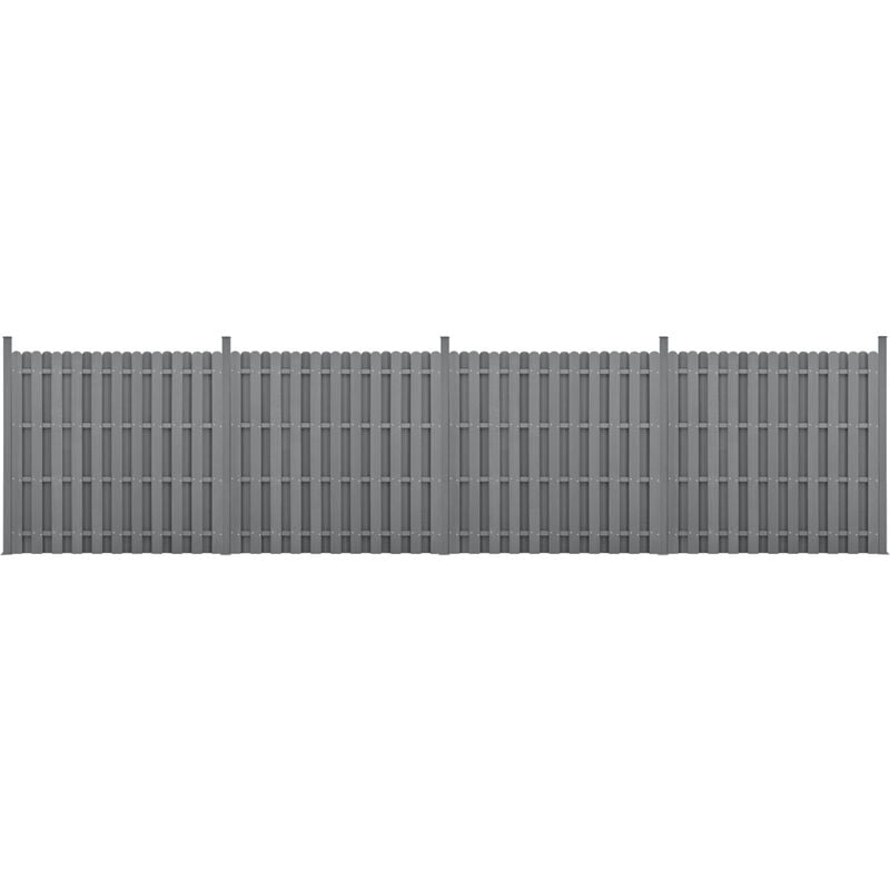 Neu.holz Kit de 4 Clôtures Barrière Brise Vue Brise Vent Bois Composite (wpc) Gris 185 x 747 cm