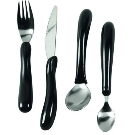 Kit de 4 couverts plastique noir ERGO