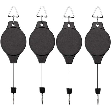 Kit de 4 Crochets à Poulie pour Suspendre les Plantes, Rétractables, pour Suspension Facile des Paniers de Jardin, Pots de Fleurs et Mangeoires à Oiseaux