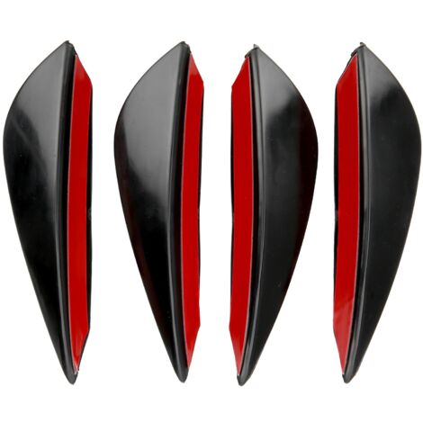 Kit de 4 déflecteurs avant en PVC pour pare-chocs, type colle, noir brillant, universel