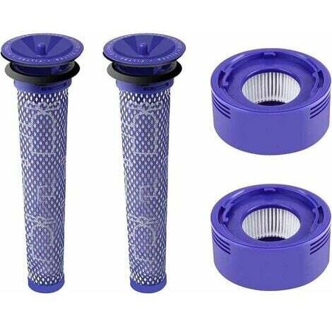 Kit de 4 Filtres avec 2 Filtres Post Moteur pour Dyson V7 V8 et 2 Filtres Pré moteur pour Dyson V6 V8 V7 DC58 DC59 Accessoire d'Aspirateur Dyson