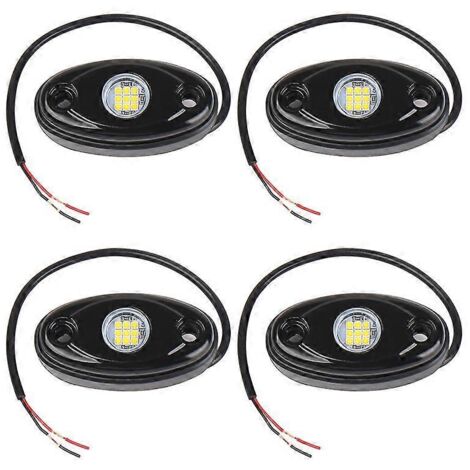 Kit de 4 lampes LED néon blanches à 9 LED pour roches, camions et bateaux.
