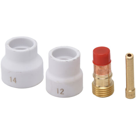 Kit de 4 lentilles à gaz TIG avec buses céramiques blanches, porte-électrodes biseautés pour postes WP 17, 18, 26