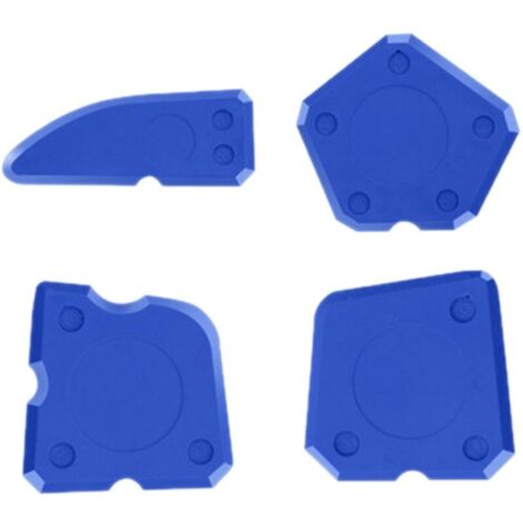 Kit de 4 outils de finition pour joints en silicone portables Bleu ancien kit d'outils de calfeutrage Applicateur multi-bords pour cuisine, salle de bain, carrelage
