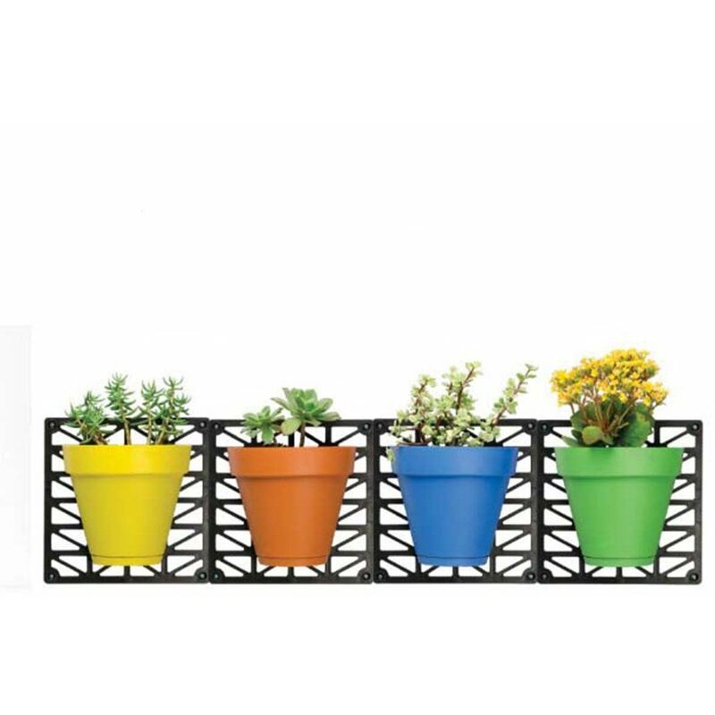 Kit de 4 pots avec support mural - Multicolore - Astuceo