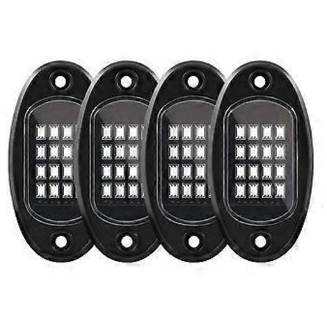 Kit de 4 projecteurs LED RGB pour roches, éclairage sous-couche multicolore néon avec contrôle via application Bluetooth pour T