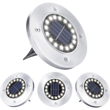 Kit de 4 Projecteurs Solaire Encastré LED Blanc Froid 6000K - Étanche IP65 pour Espaces Extérieurs (Chemin, Cour, Patio)