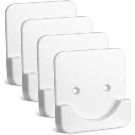 Kit de 4 supports pour tringle de douche sur carrelage  Fixation murale pour tringle de rideau de douche  Sans perçage  Autocollant  Blanc (tringle de douche non incluse)