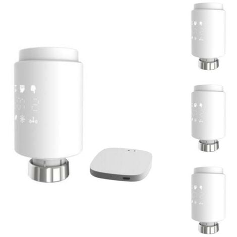 SILAMP Kit de 4 Têtes Thermostatiques Connectées Universelle + Passerel