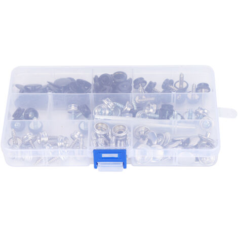 Kit de 40 attaches à pression pour bâche marine, toile de tente, outil de fixation avec fer à souder et vis, 10mm/15mm, noir/blanc