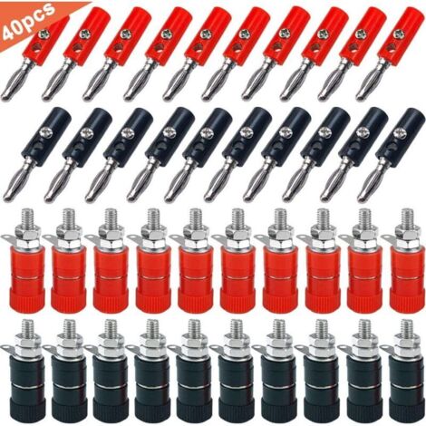 Kit de 40 conectores banana premium de 4 mm para altavoces y receptores de audio y vídeo.