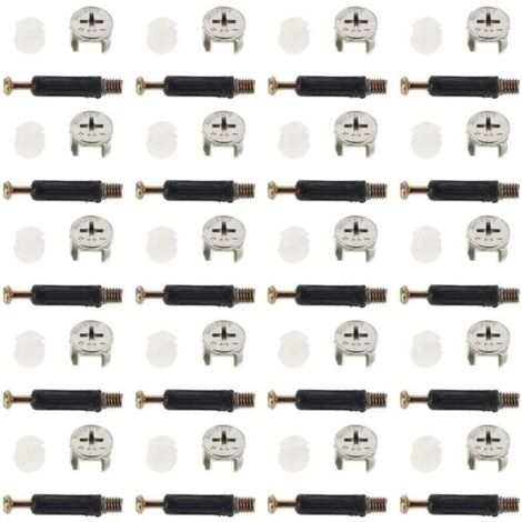 Kit de 40 pièces de quincaillerie pour meubles : vis à came de fixation pour armoires et penderies - connecteurs et raccords de connexion