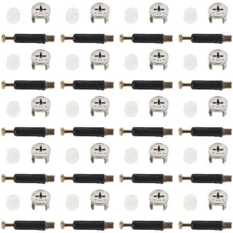 Kit de 40 pièces de quincaillerie pour meubles : vis à came de fixation pour armoires et penderies - connecteurs et raccords de connexion