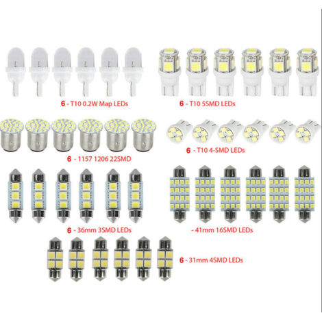 Kit de 42 ampoules LED T10 pour voiture (blanches), ampoules LED SMD universelles pour voiture I