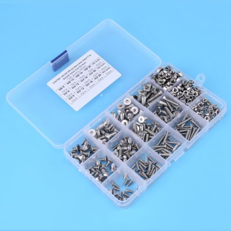 Kit de 440 vis à tête plate et écrous en acier inoxydable M3 M4 M5