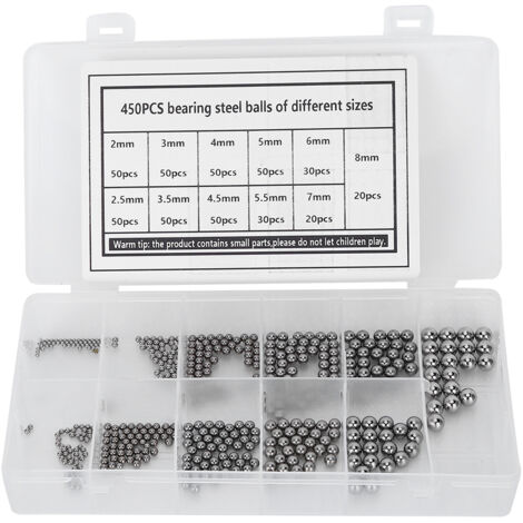 Kit de 450 billes en acier à roulement haute dureté, diamètres M2 à M8, accessoires pour roulettes