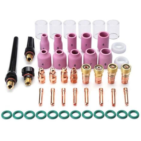 Kit de 49 pièces pour torche de soudage TIG : lentille à gaz courte et 10 coupelles en verre Pyrex pour WP-17/18/26  ESCAPE