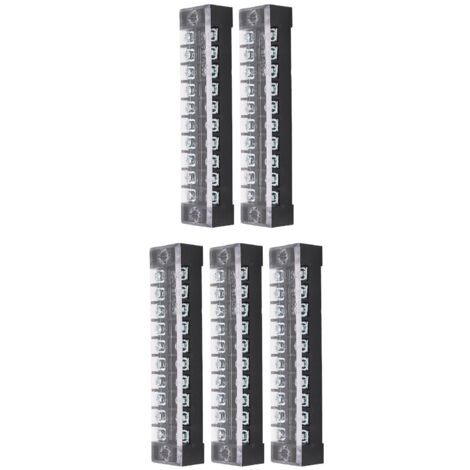Kit de 5 Blocs de Jonction à Vis Double Rangée 10 Pôles, Borniers Pré-Isolés 15A 600V avec Cavaliers