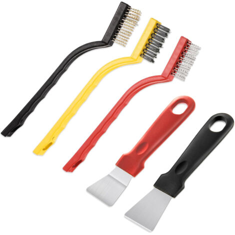 Kit de 5 Brosses et Grattoirs pour Cuisinière, Têtes en Acier Inoxydable et Nylon, Nettoyage Puissant des Brûleurs à Gaz, Plaques de Cuisson et Hottes