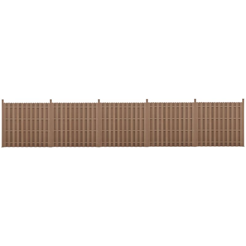 Helloshop26 - kit de 5 clôtures barrière brise vue brise vent bois composite (wpc) brun 185 x 932 cm - Marron