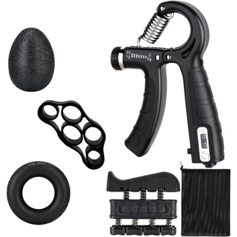 Kit de 5 grip compteurs mécaniques gris ou noir avec sac et boîte couleur pour entraînement main et doigts