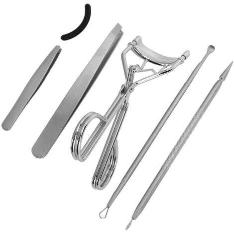 Kit de 5 outils beauté visage : pince à sourcils, extracteur de points noirs et cure-oreille portable pour soins à domicile