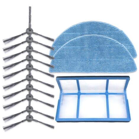 Kit de 5 Paires Brosses Latérales + 2 Chiffons + Filtre Coton pour ILIFE V3S Pro / V5S Pro