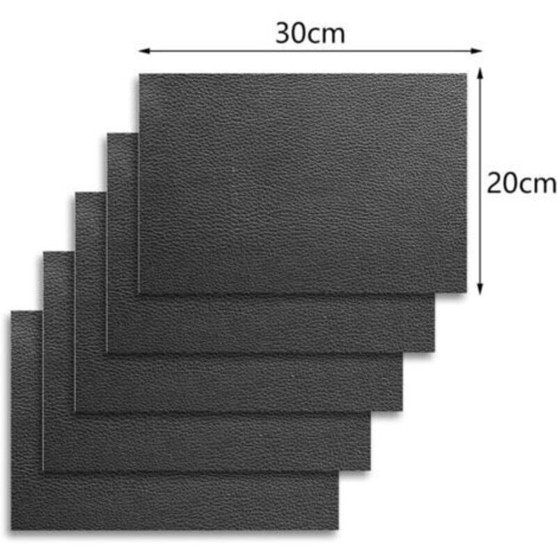 Kit de 5 patchs de réparation pour cuir, patchs de réparation auto-adhésifs, adaptés aux sièges de voiture, canapés, meubles, vestes, 20 x 30 cm