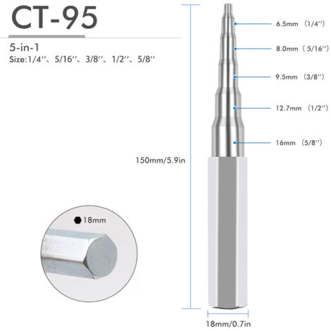 Kit de 5 Poinçons d‘Expansion CT-95 pour Tubes de Cuivre 6-16mm – Outil Manuel 5-en-1 pour Réfrigération
