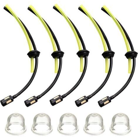 Kit de 5 tuyaux d'alimentation en carburant avec filtre et pompes d'amorçage, longueur 27,5 cm, pour débroussailleuse, tondeuse à gazon, souffleur et tronçonneuse.
