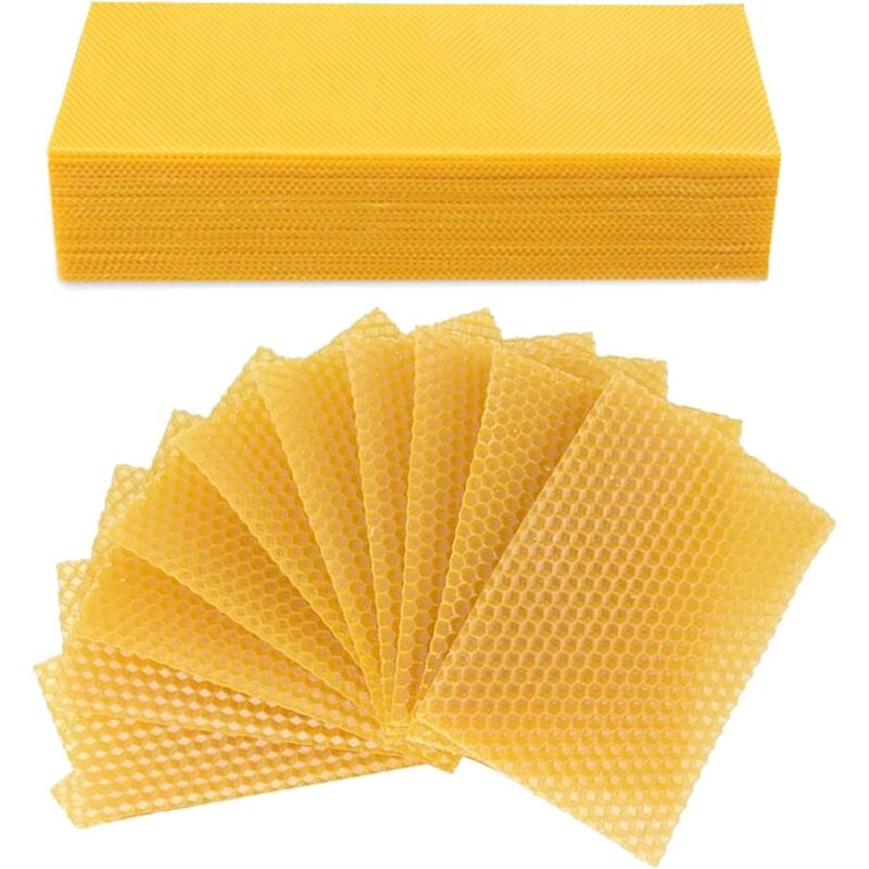 Kit de 50 bougies en cire d'abeille pour fabriquer vos propres bougies en cire d'abeille avec feuilles de cire d'abeille pour anniversaire, Noël