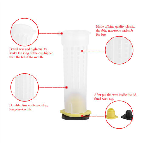 Kit de 50 gobelets d'élevage pour abeilles reines avec cages et rouleau - Matériel apicole essentiel