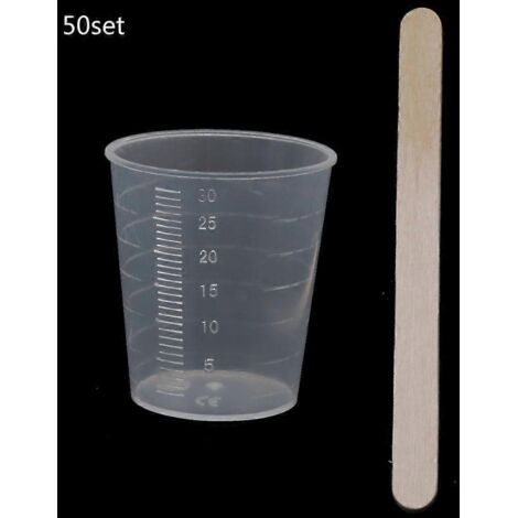 Kit de 50 outils pour colle à résine époxy : bâtonnet mélangeur réutilisable, gobelet doseur de 30 ml