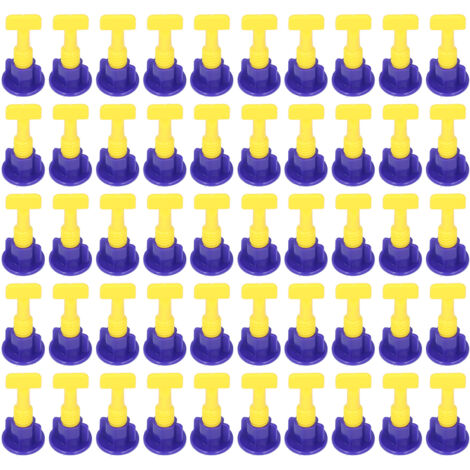 Kit de 50 pièces pour nivellement de carrelage avec clé, espaceurs de sol bleus et jaunes pour travaux de rénovation