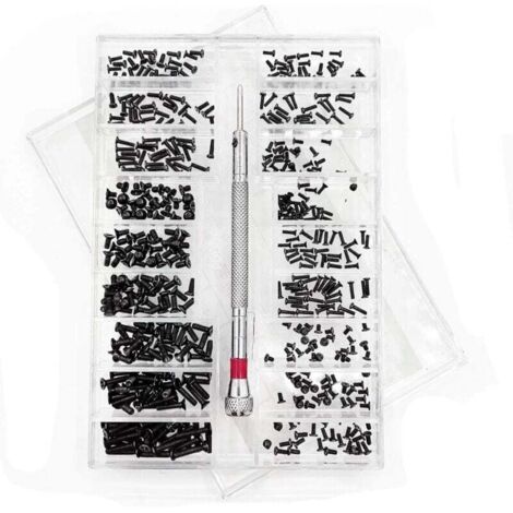 Kit de 500 tornillos de reparación micro diminutos, con destornillador, kit surtido de pequeños tornillos de acero inoxidable, 18 tamaños, para gafas, computadora portátil.