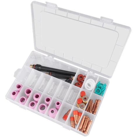 Kit de 55 pièces pour soudage TIG, comprenant une pince à lentille à gaz, un porte-bobine en verre et des accessoires compatibles avec les modèles WP-17/18/26.