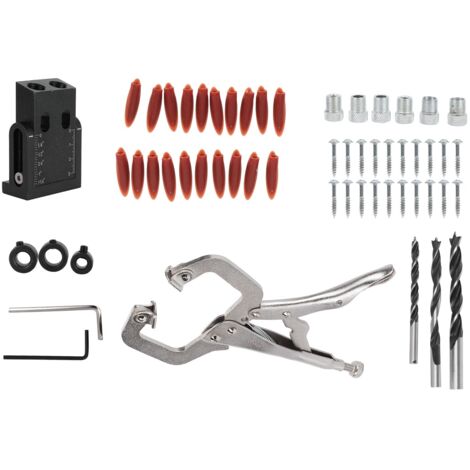 Kit de 56 pièces pour assemblage à onglets, guide de perçage oblique à 15 degrés pour menuiserie, outil de repérage de trous noir