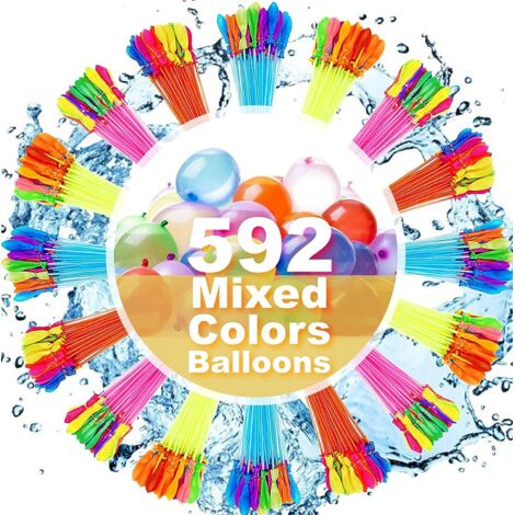 Kit de 592 Ballons à Eau à Remplissage Automatique - Pour Jeux et Batailles d'Eau, Idéal pour Fêtes