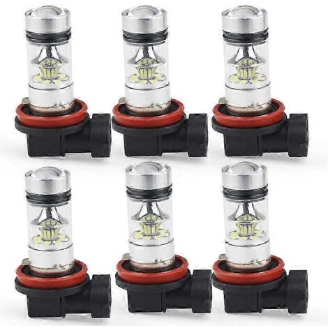 Kit de 6 ampoules LED H8 H9 H11 6000K Super White 100W 1000LM pour feux antibrouillard, feux de route et feux de jour - Idée cadeau économique - AquaForge