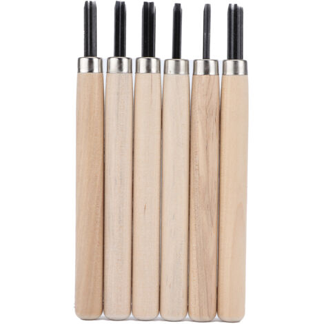 Kit de 6 Couteaux à Sculpter sur Bois pour Débutants, Couteaux à Tampon en Caoutchouc et Lames en Acier pour Sculpture