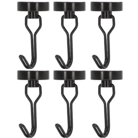 Kit de 6 Crochets Magnétiques Rotatifs 180° No Drilling Facile Dépose Force 0‑15kg Noir