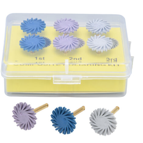 Kit de 6 disques de polissage pour résine composite dentaire, brosses spirales et fraises