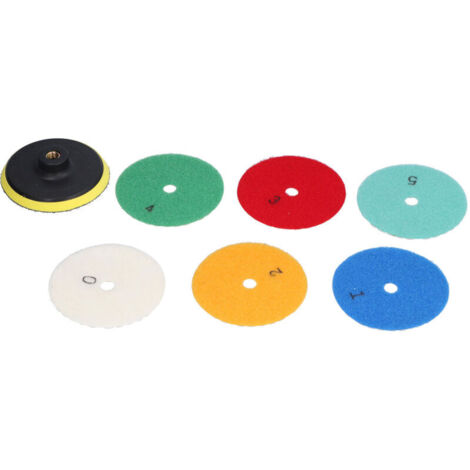 Kit de 6 disques diamant secs + support pour polissage granit marbre 4 pouces