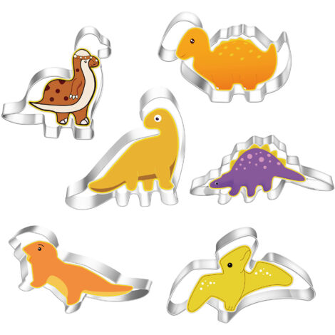 Kit de 6 emporte-pièces dinosaures, grands emporte-pièces dinosaures en acier inoxydable