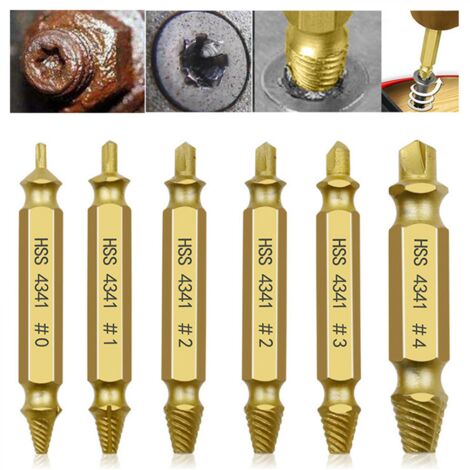 Kit de 6 extracteurs de vis endommagées, forets faciles à utiliser, pour écrous et boulons foirés.-AquaForge