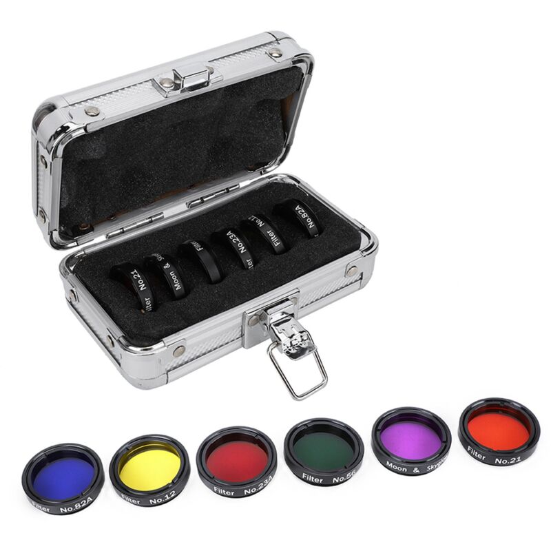 Treetalk - Kit de 6 filtres de télescope colorés de 1,25 pouces avec boîte de rangement pour oculaires de télescopes