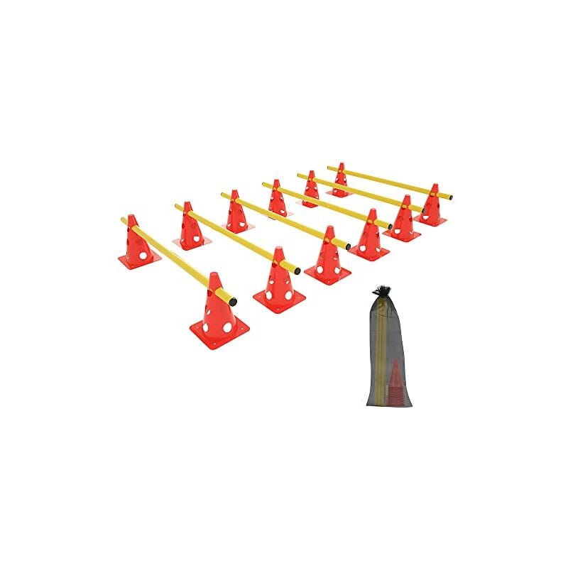 Naizy - Kit de 6 haies à enfoncer Sports Entraînement de la coordination avec 12 cônes multifonctions + 6 barres Hauteur réglable Kit de haies