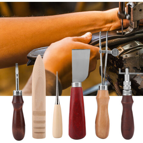 Kit de 6 outils de découpe et de rainurage pour cuir, parfait pour le travail du cuir DIY et la maroquinerie.